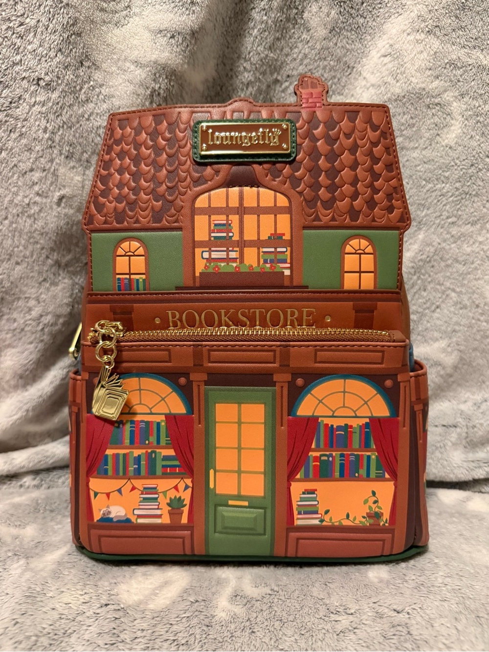 Loungefly Brown & Green Bookstore Mini Backpack